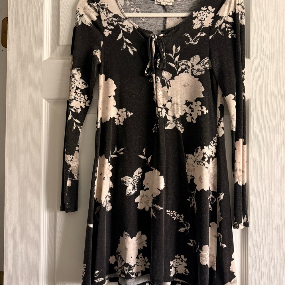 Floral Black and Cream Dress